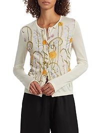 Embroidered Floral Cashmere-Silk Cardigan