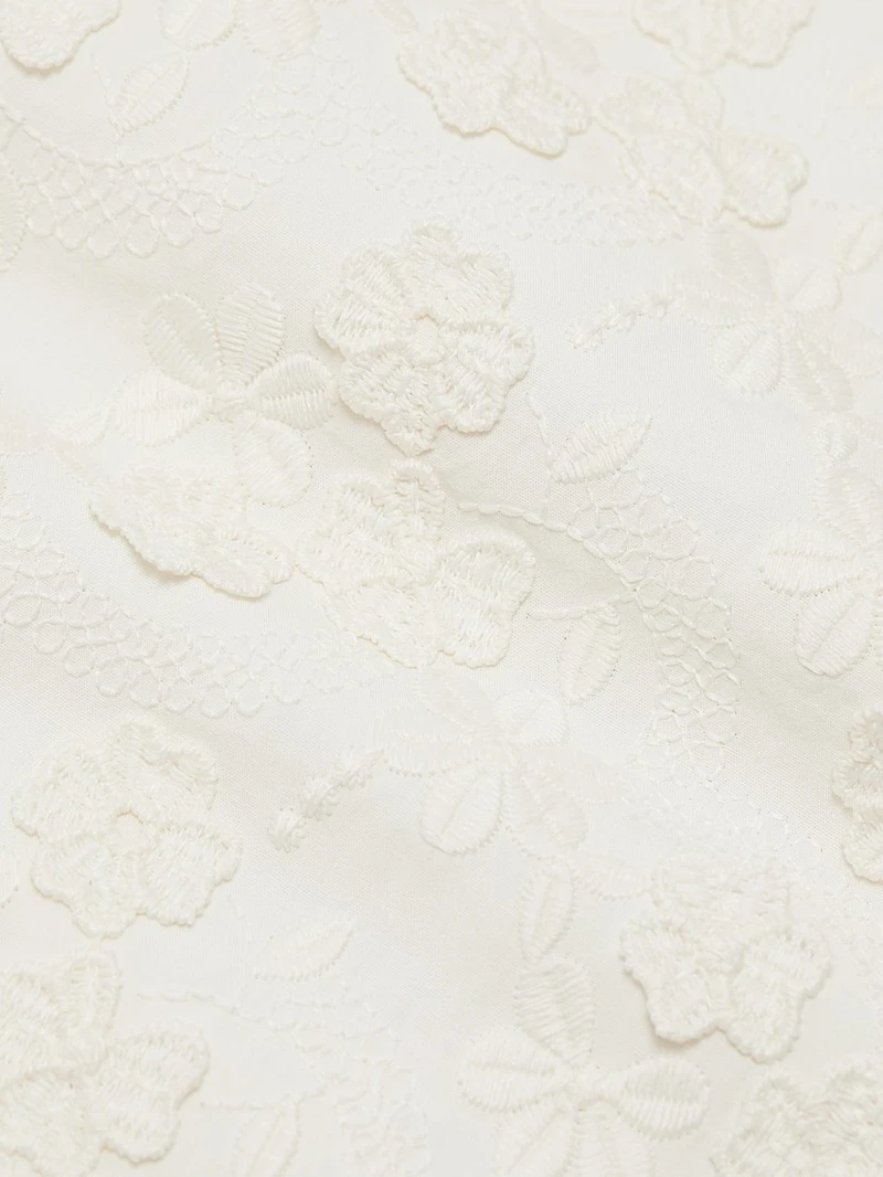 Floral-Embroidered Poplin Minidress