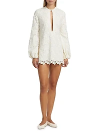 Floral-Embroidered Poplin Minidress