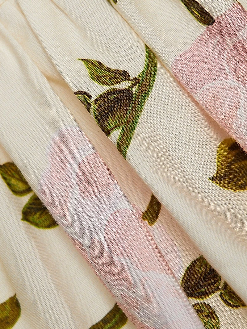 Rose-Print Cotton Midi-Dress