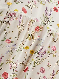 Floral Silk Tieneck Blouse