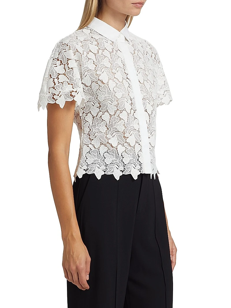 Lace Short-Sleeve Blouse