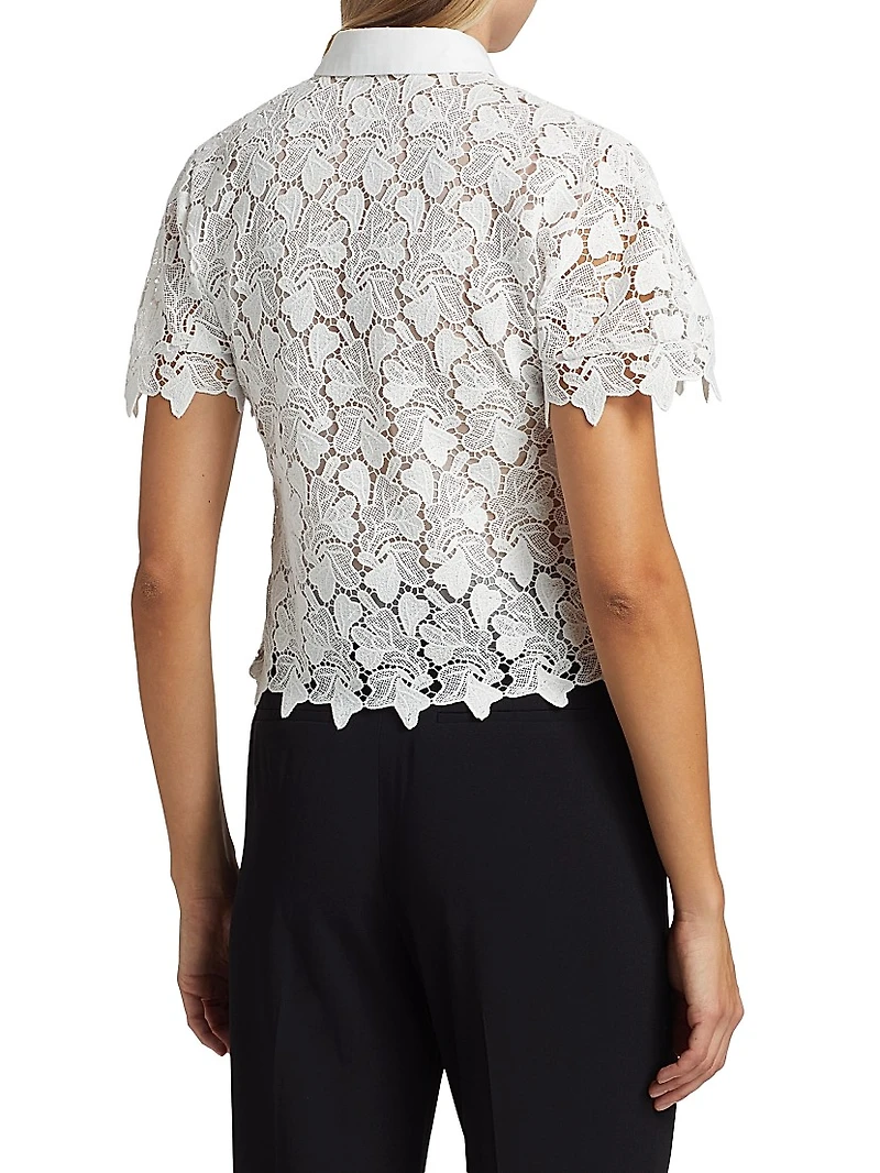 Lace Short-Sleeve Blouse