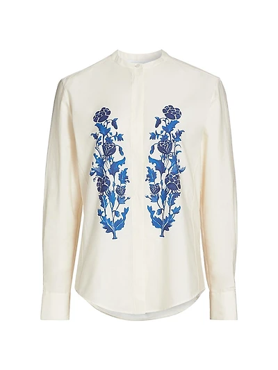 Floral Cotton-Poplin Blouse