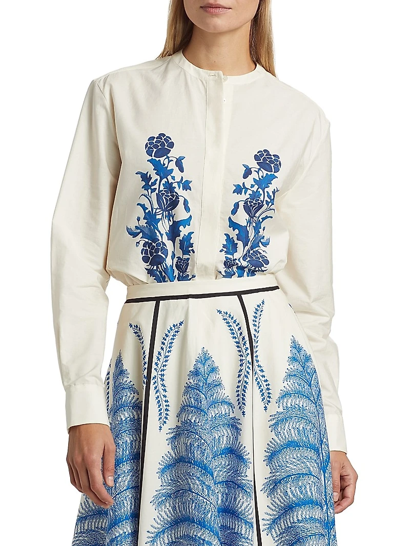 Floral Cotton-Poplin Blouse