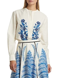 Floral Cotton-Poplin Blouse