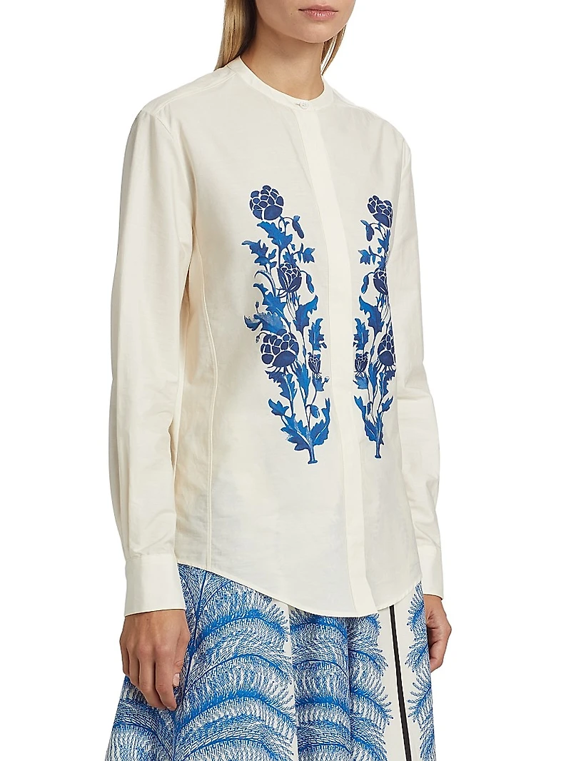 Floral Cotton-Poplin Blouse