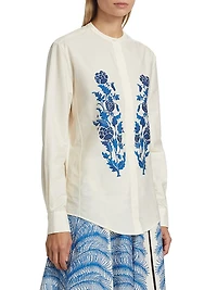 Floral Cotton-Poplin Blouse