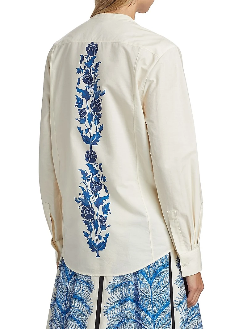 Floral Cotton-Poplin Blouse