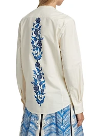 Floral Cotton-Poplin Blouse