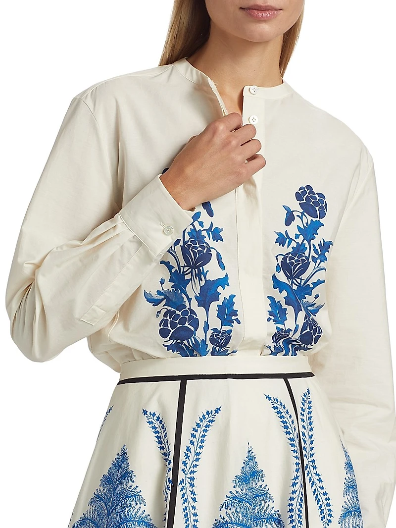 Floral Cotton-Poplin Blouse