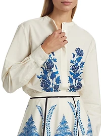Floral Cotton-Poplin Blouse