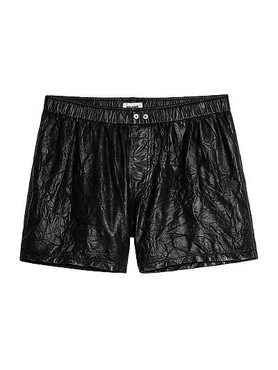 Crinkled Leather Pax Shorts