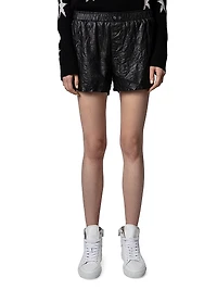 Crinkled Leather Pax Shorts