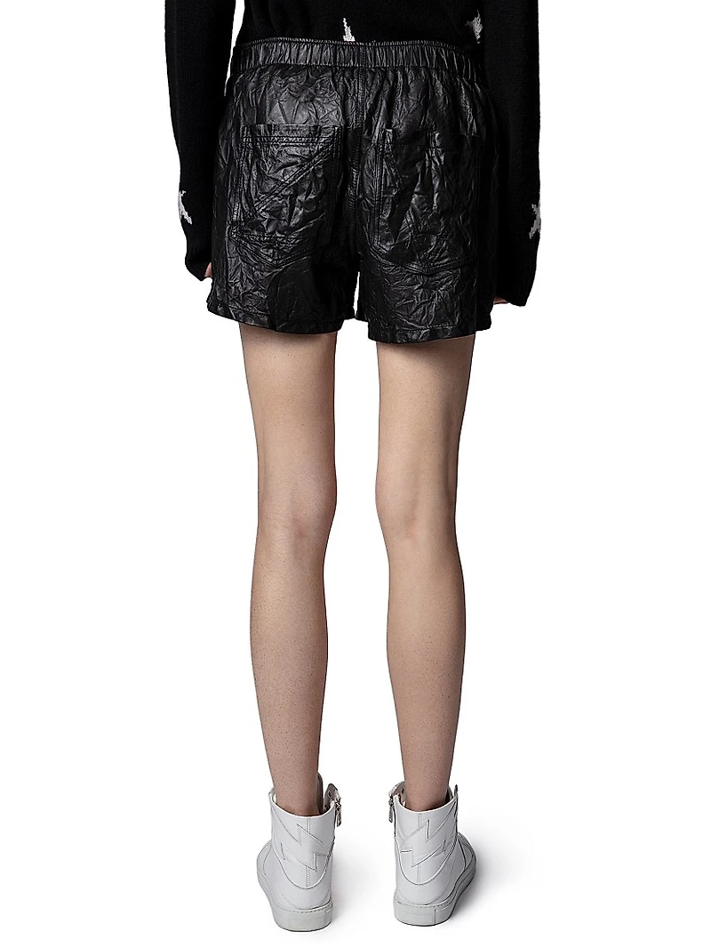 Crinkled Leather Pax Shorts