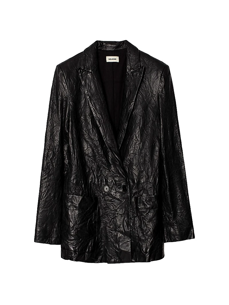 Visko Cuir Froisse Leather Blazer