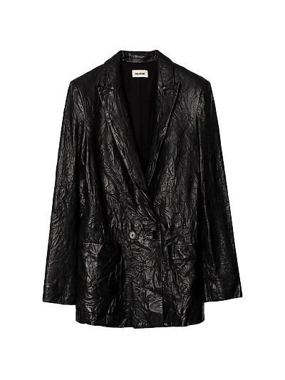 Visko Cuir Froisse Leather Blazer
