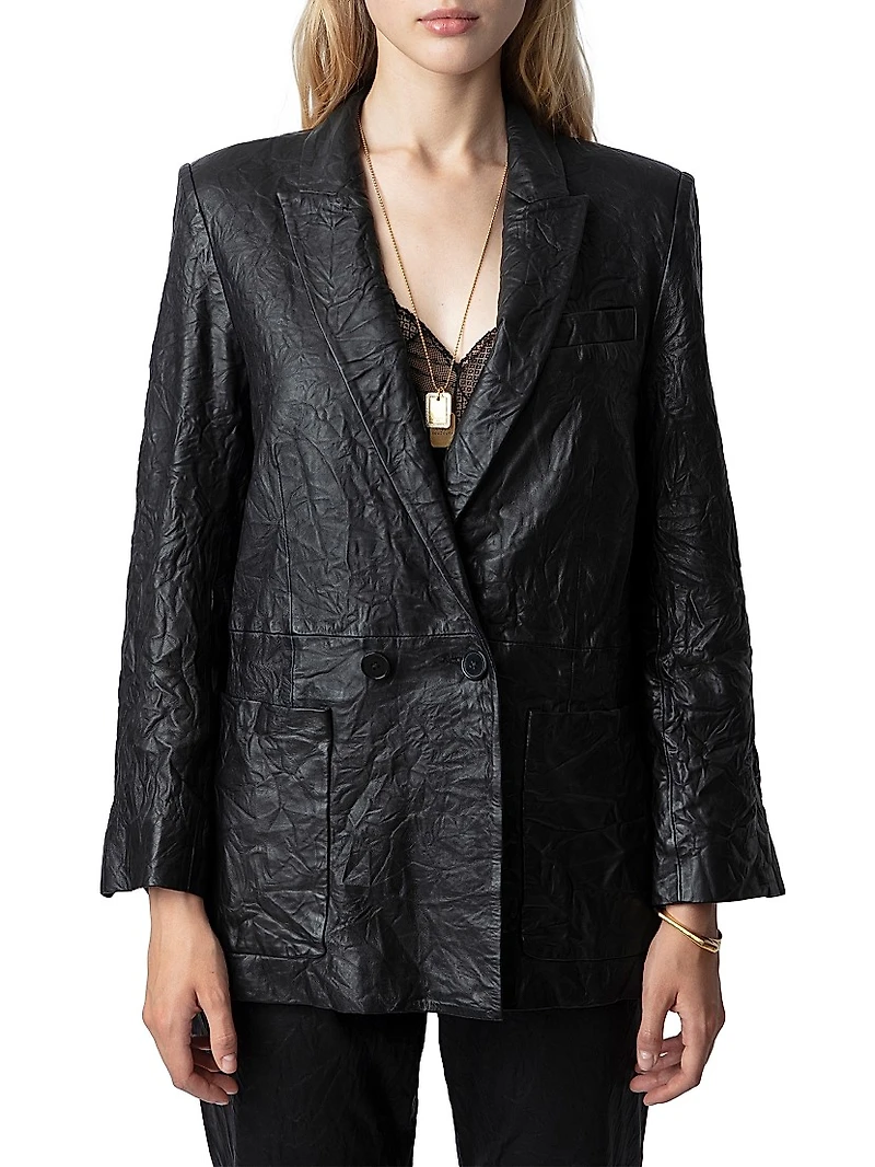 Visko Cuir Froisse Leather Blazer