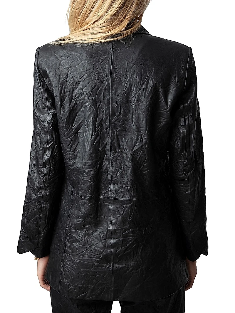 Visko Cuir Froisse Leather Blazer