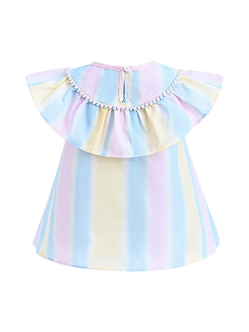 Baby & Little Girl's Rainbow Striped Ruffle Outfit