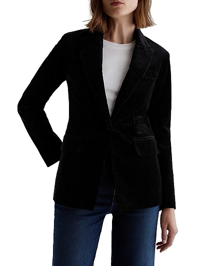 Rue Pinstriped Velvet Blazer