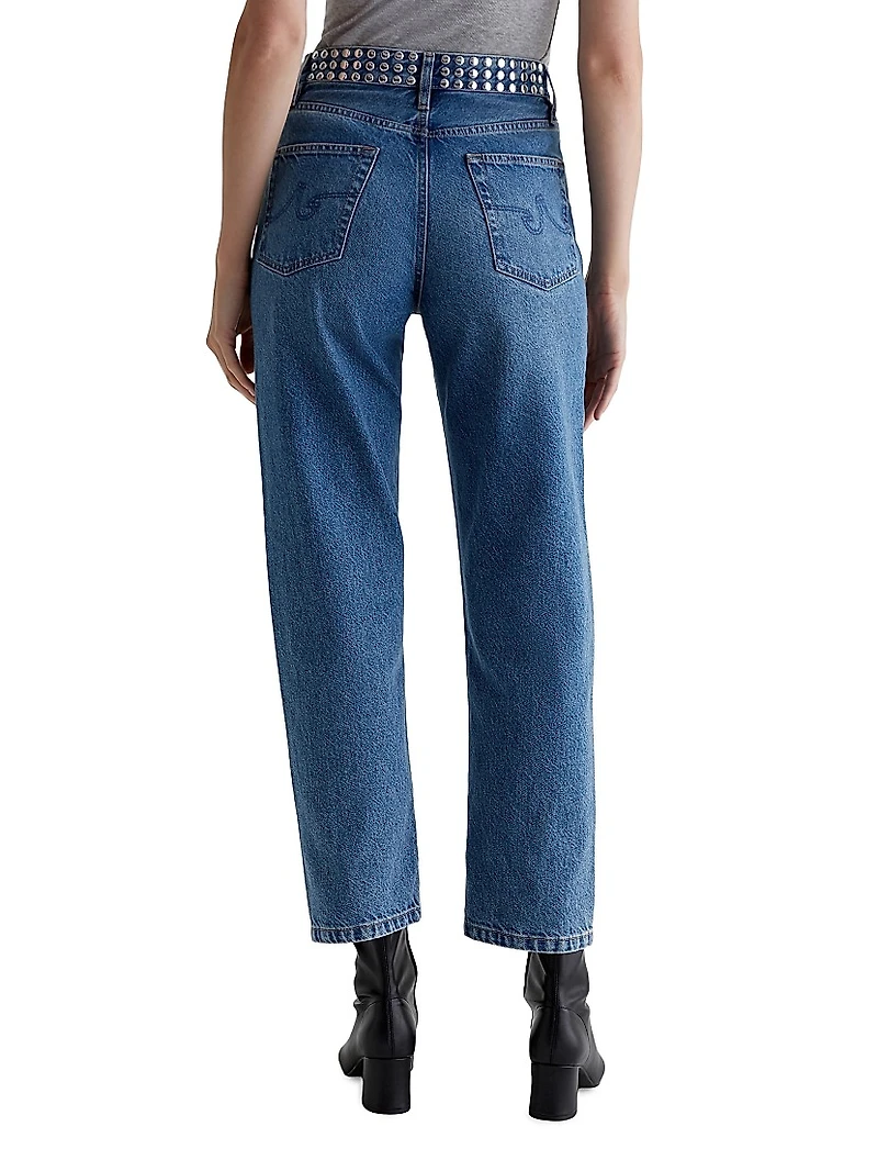 Rian Studded High-Rise Straight-Leg Jeans