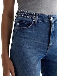 Rian Studded High-Rise Straight-Leg Jeans