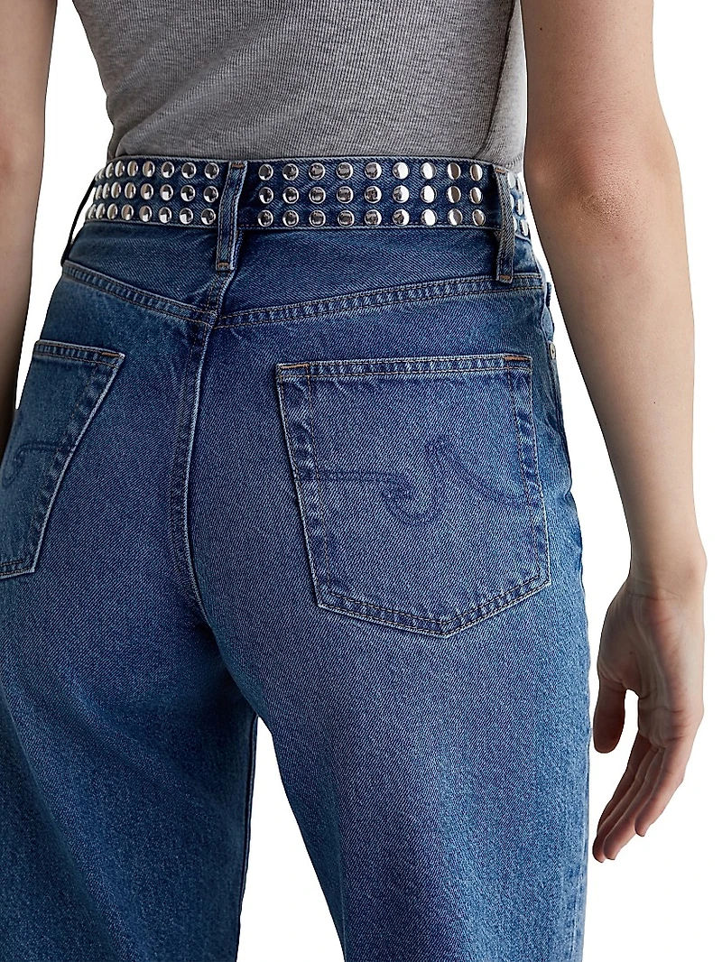 Rian Studded High-Rise Straight-Leg Jeans