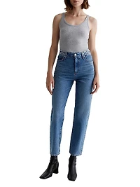 Rian Studded High-Rise Straight-Leg Jeans