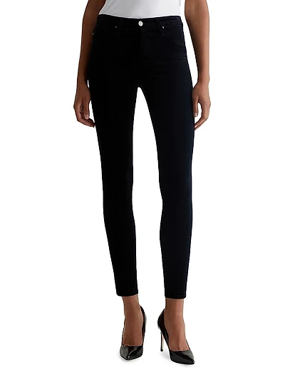 Farrah Velvet Mid-Rise Skinny Jeans