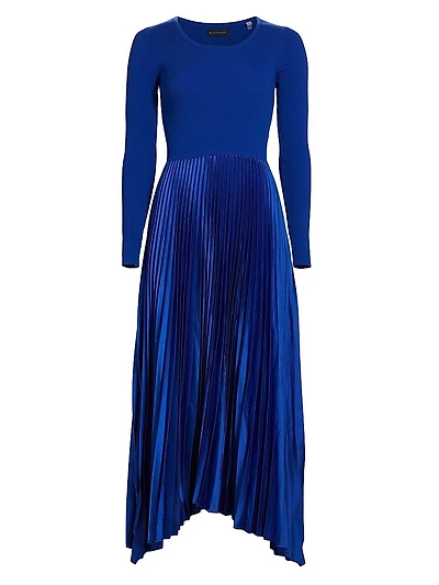 Mave Mixed-Media Fit & Flare Sweaterdress