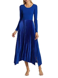 Mave Mixed-Media Fit & Flare Sweaterdress