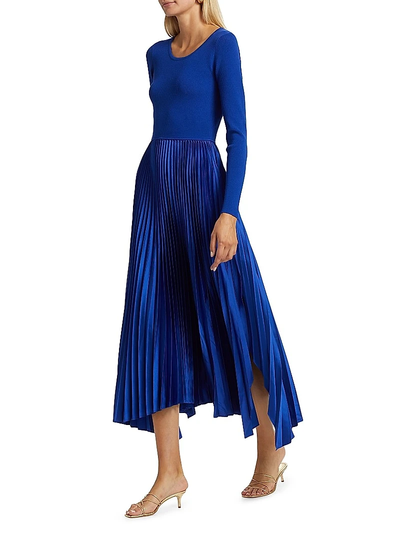 Mave Mixed-Media Fit & Flare Sweaterdress