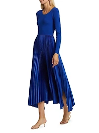 Mave Mixed-Media Fit & Flare Sweaterdress