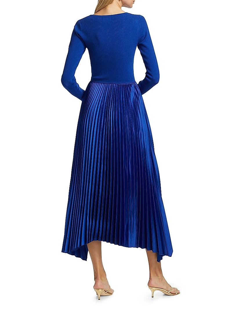 Mave Mixed-Media Fit & Flare Sweaterdress