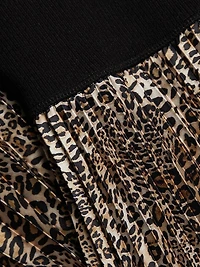 Mave Leopard Mixed-Media Midi-Dress