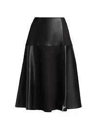 Lucy Patchwork Faux Leather & Suede Midi-Skirt