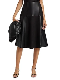 Lucy Patchwork Faux Leather & Suede Midi-Skirt
