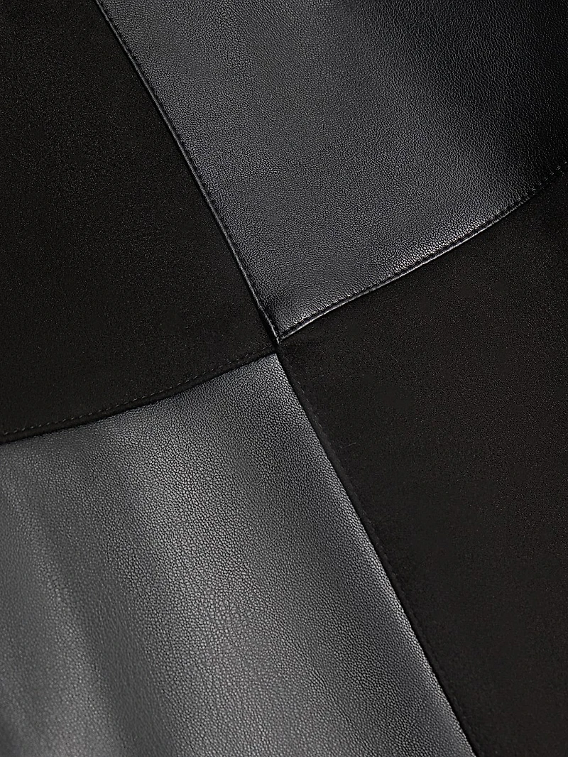 Lucy Patchwork Faux Leather & Suede Midi-Skirt
