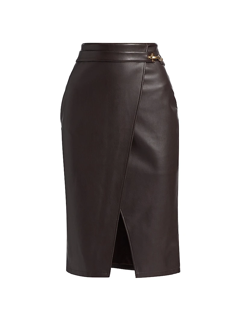 Kyra Vegan-Leather Midi-Skirt
