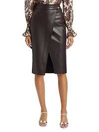 Kyra Vegan-Leather Midi-Skirt