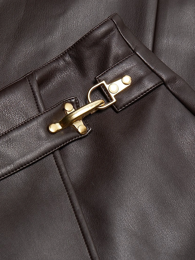 Kyra Vegan-Leather Midi-Skirt