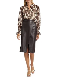 Kyra Vegan-Leather Midi-Skirt