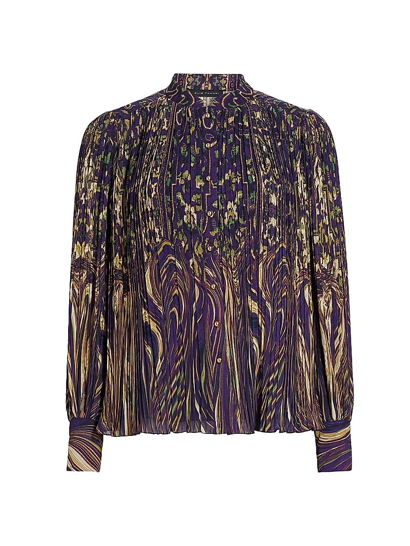 Abbey Pleated Abstract Chiffon Blouse