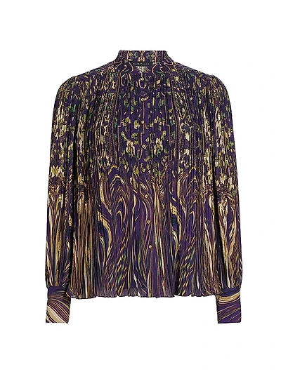 Abbey Pleated Abstract Chiffon Blouse