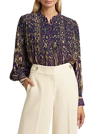 Abbey Pleated Abstract Chiffon Blouse