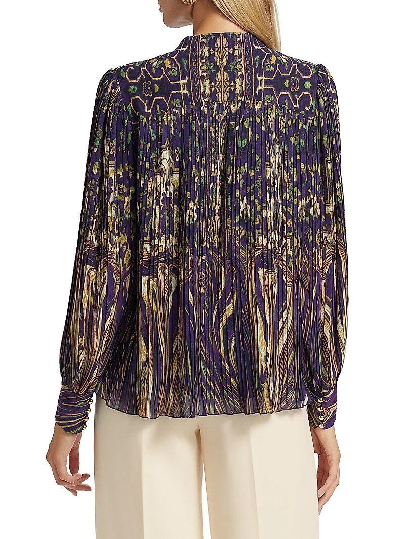 Abbey Pleated Abstract Chiffon Blouse