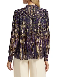 Abbey Pleated Abstract Chiffon Blouse