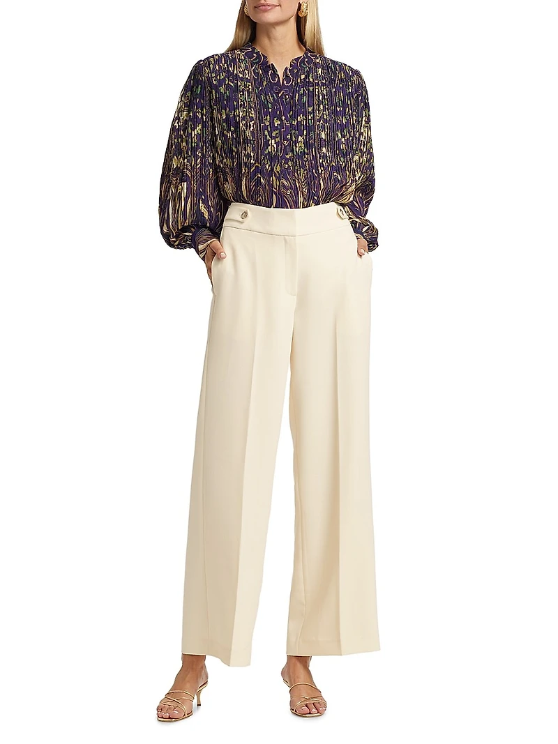 Abbey Pleated Abstract Chiffon Blouse
