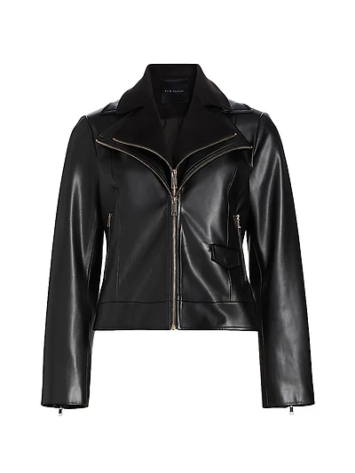 Malinda Faux Leather & Suede Moto Jacket